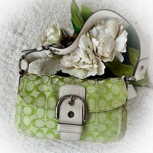 COACH Y2K Lime Green Soho Signature Buckle Flap Shoulder Bag 🍏